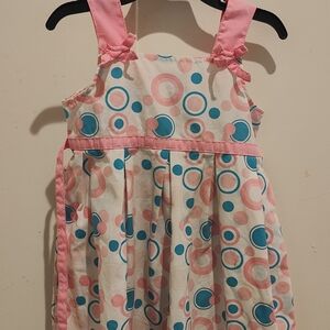 Pink and Blue Polka Dot Kids Casual Dress